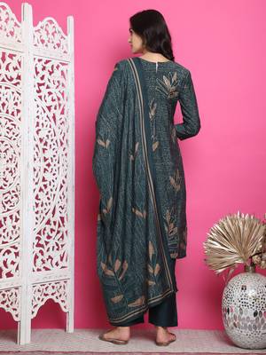 green muslin digital printed dress material 2