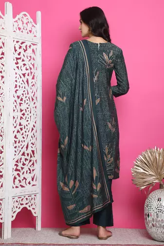 green muslin digital printed dress material