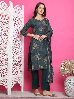 green muslin digital printed dress material 4