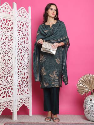 green muslin digital printed dress material 5