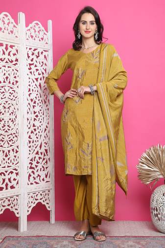 mustard muslin digital printed dress material