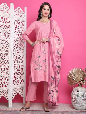 pink muslin digital printed dress material 1