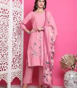 pink muslin digital printed dress material