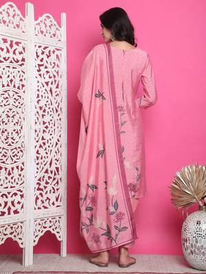 pink muslin digital printed dress material 2