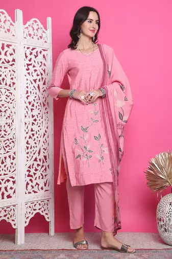 pink muslin digital printed dress material