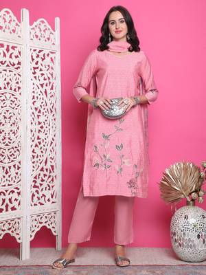 pink muslin digital printed dress material 5