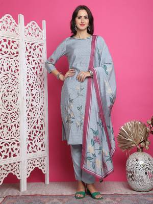 grey muslin digital printed dress material 1