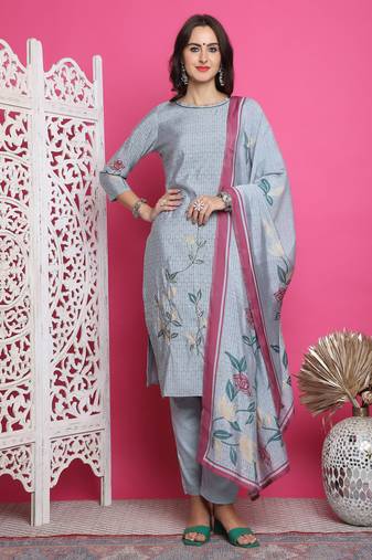 grey muslin digital printed dress material