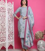 grey muslin digital printed dress material