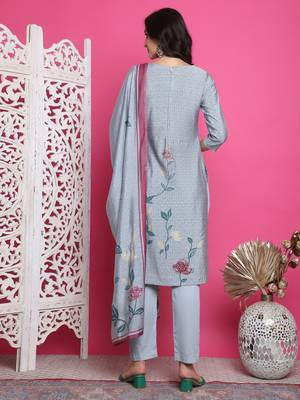 grey muslin digital printed dress material 2