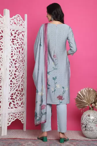 grey muslin digital printed dress material