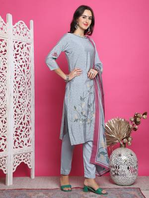 grey muslin digital printed dress material 4
