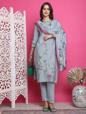 grey muslin digital printed dress material 5