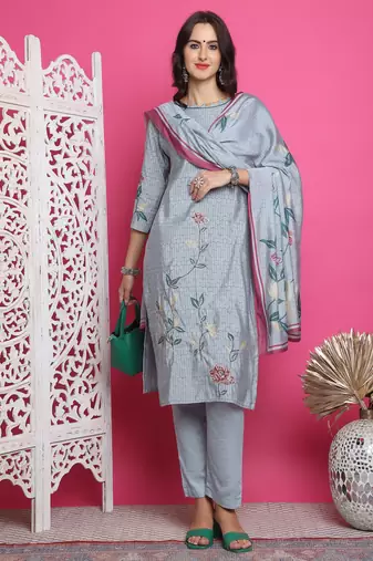 grey muslin digital printed dress material
