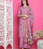 purple muslin digital printed dress material