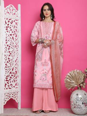pink satin digital printed dress material 1