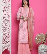 pink satin digital printed dress material
