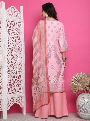 pink satin digital printed dress material 2