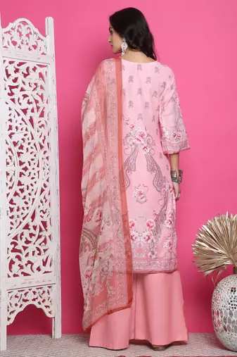 pink satin digital printed dress material
