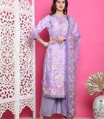 lavender satin digital printed dress material