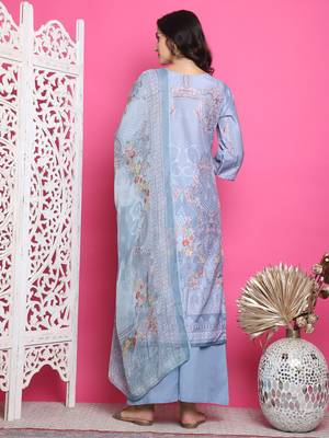 grey satin digital printed dress material 2