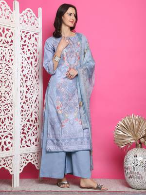 grey satin digital printed dress material 4