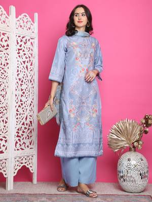 grey satin digital printed dress material 5