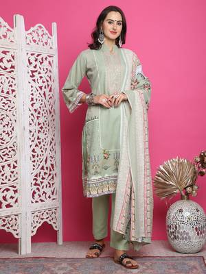 green cotton digital printed dress material 1