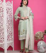 green cotton digital printed dress material