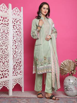 green cotton digital printed dress material 4
