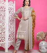 grey cotton digital printed dress material