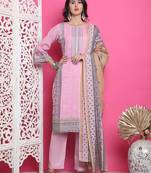 pink cotton digital printed dress material