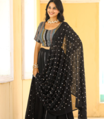 Black Color Heavy Fox Georgette With Resham Work Lehenga Choli