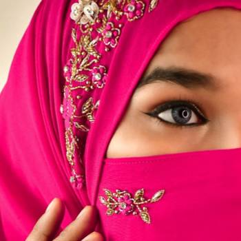 wrap my hijab rani pink embroidered georgette chiffon 2