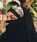 wrap my hijab embroidered hijab naqaab black