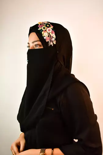 wrap my hijab embroidered hijab naqaab black