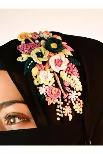 wrap my hijab embroidered hijab naqaab black