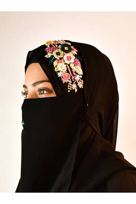 wrap my hijab embroidered hijab naqaab black 4