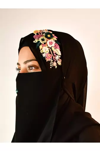 wrap my hijab embroidered hijab naqaab black
