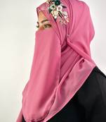 pink  threadwork partywear| wedding| bridal handwork hijab with naqab