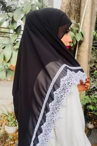 Black ready to wear | instant hijab with lace