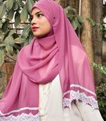 purple georgette ready-to-wear lace hijab