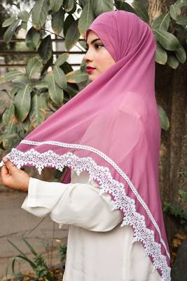 purple georgette ready-to-wear lace hijab 4