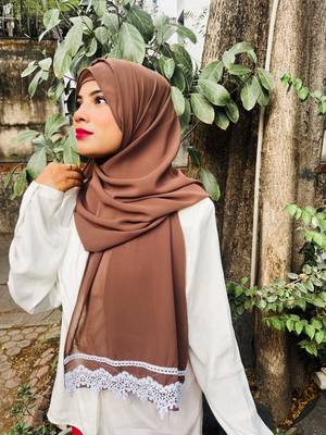 wrap my hijab faux georgette lace hijab light brown 1