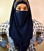 wrap my hijab handwork hijab naqab navy blue