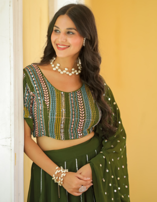 MAHENDI Color Heavy Fox Georgette With Resham Work Lehenga Choli 3