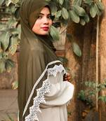 Army green ready to wear | instant hijab with lace