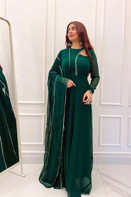 Bottle green anarkali with dupatta 1