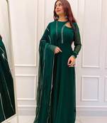 Bottle green anarkali with dupatta