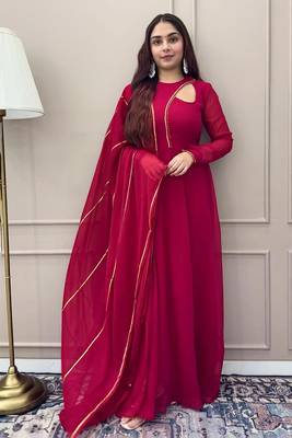 Magenta anarkali with dupatta 1